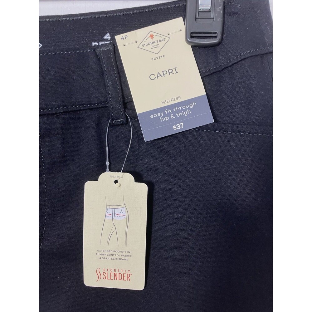 NWT St. John's Bay Petite Black Capri's Size 4P - Picture 4 of 6